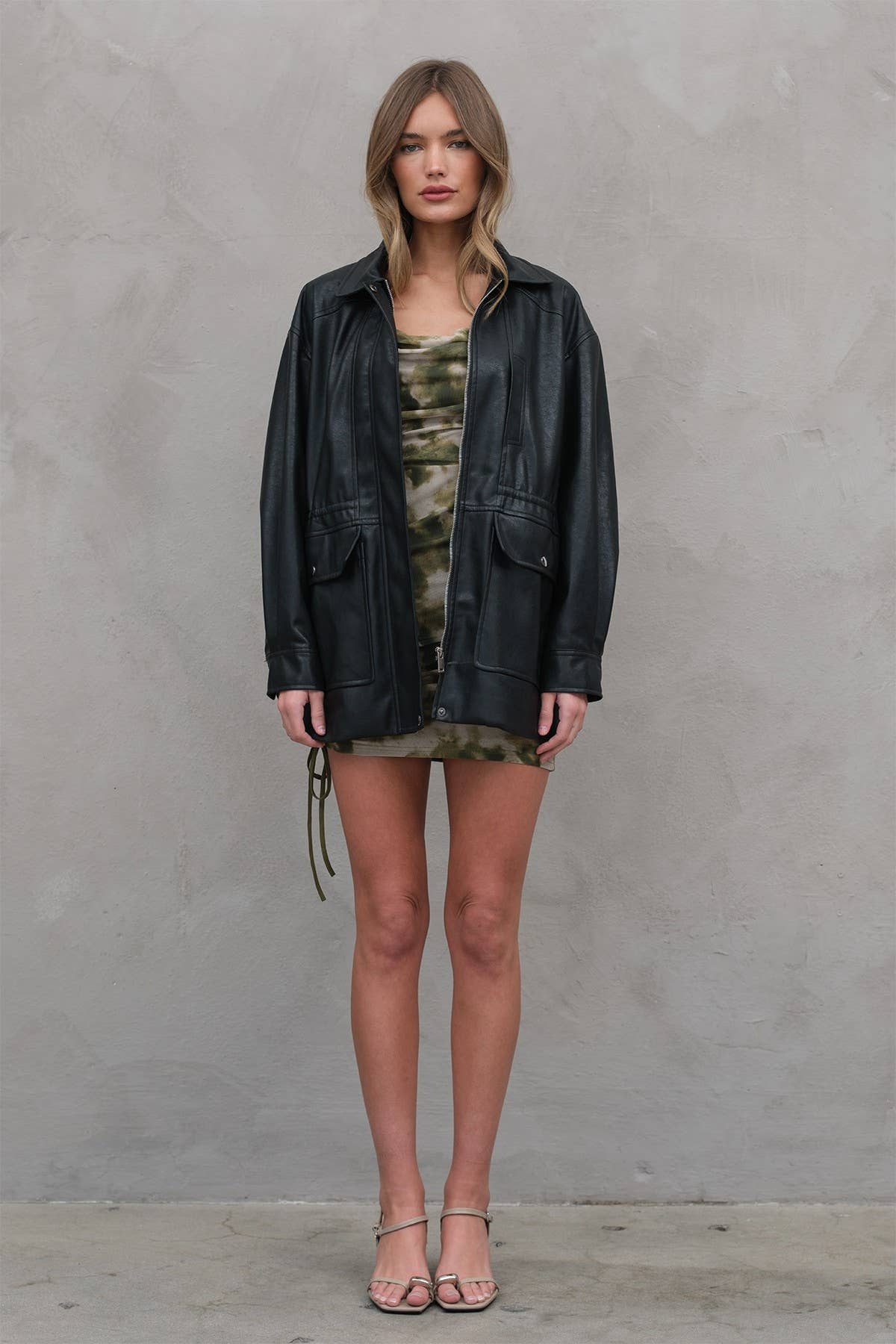 Shell Faux Leather Safari Jacket