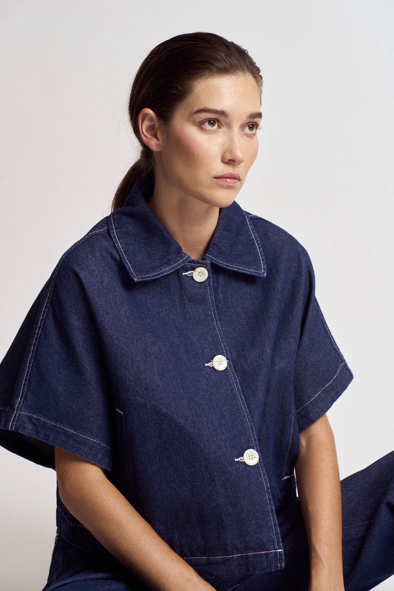 Maria BATWING SLEEVE DENIM SHIRT