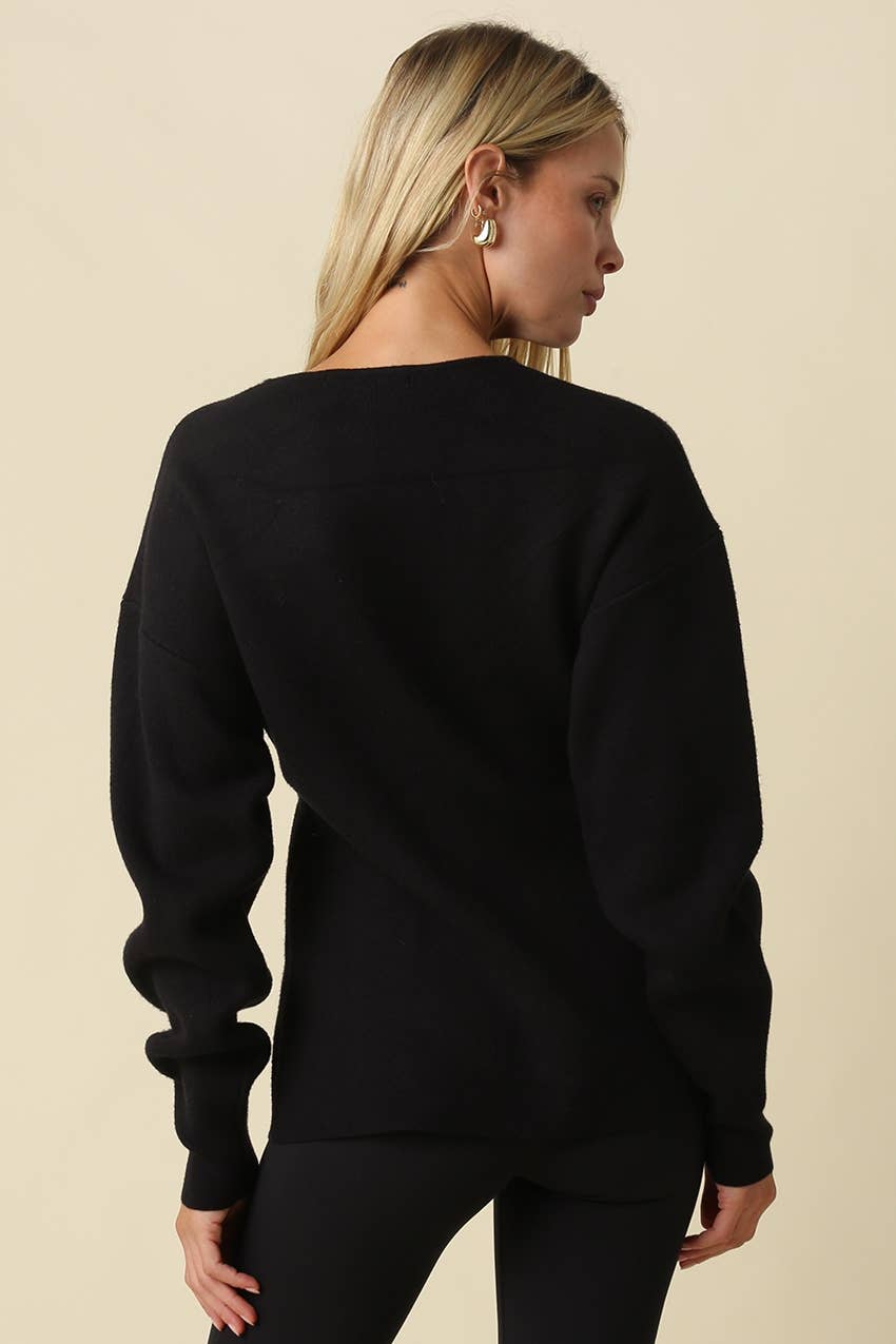 Goldie Button Front Peplum Sweater