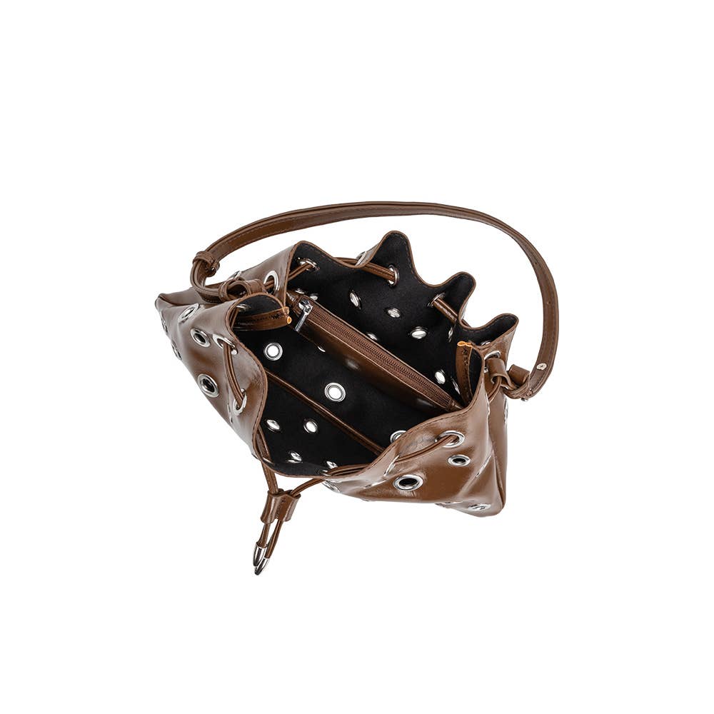 Paloma Chocolate Grommet Crossbody Bag