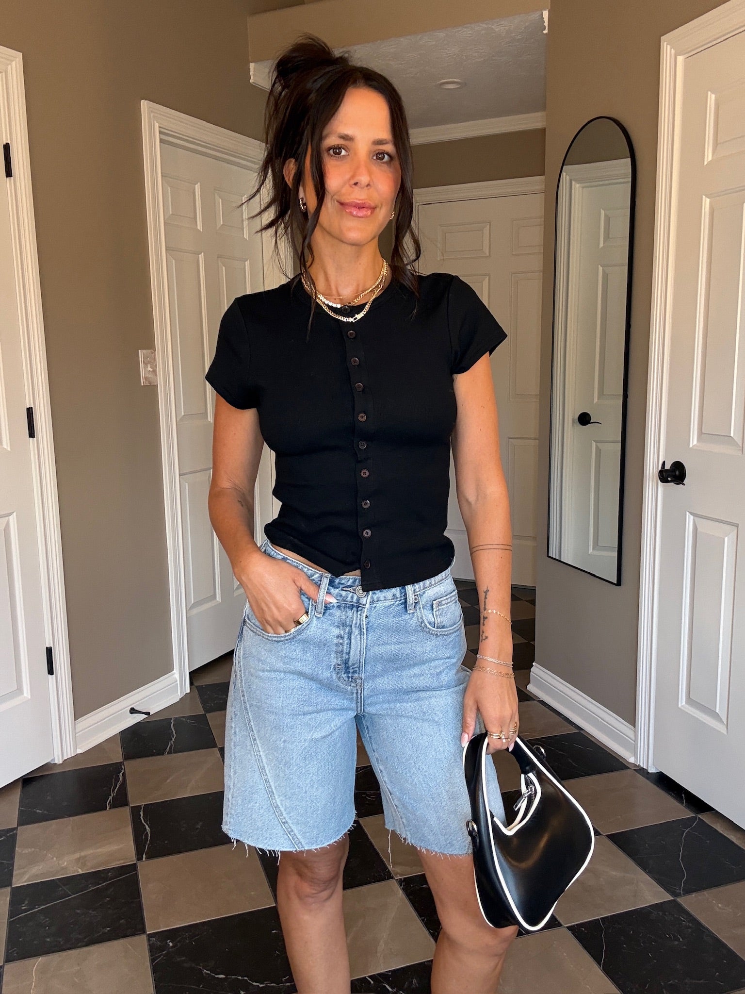 Ribbed Button Down Knit Top