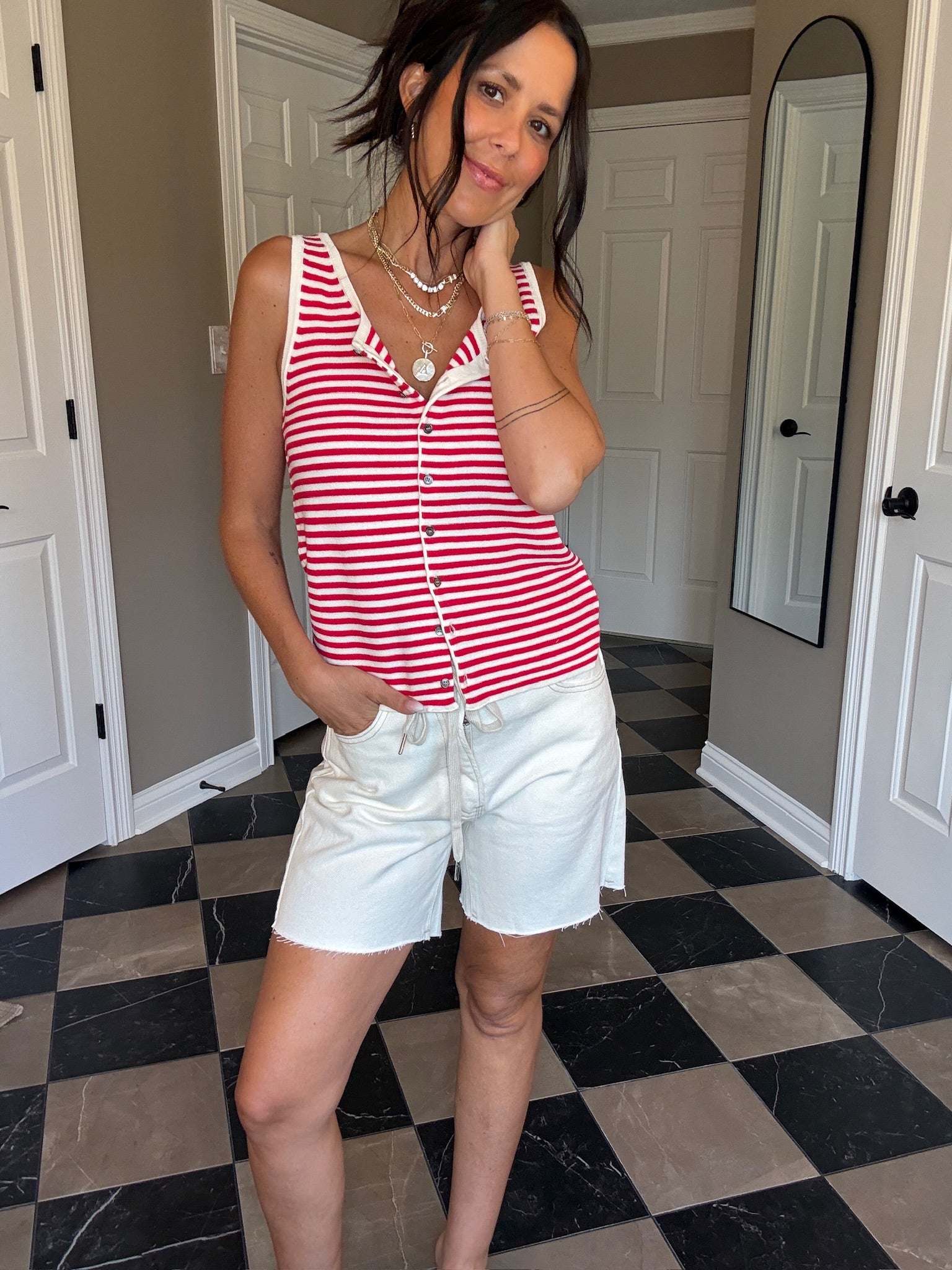 Feick Ecru Denim Shorts