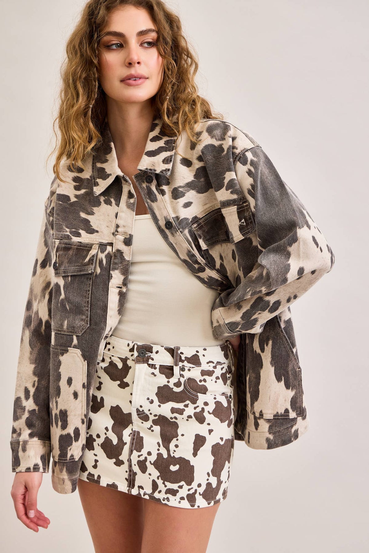 Cow Print Oversized Shacket