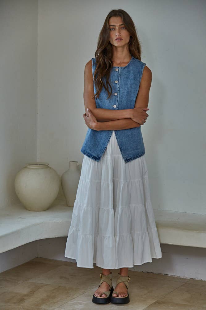 Elle Denim Button Down Top