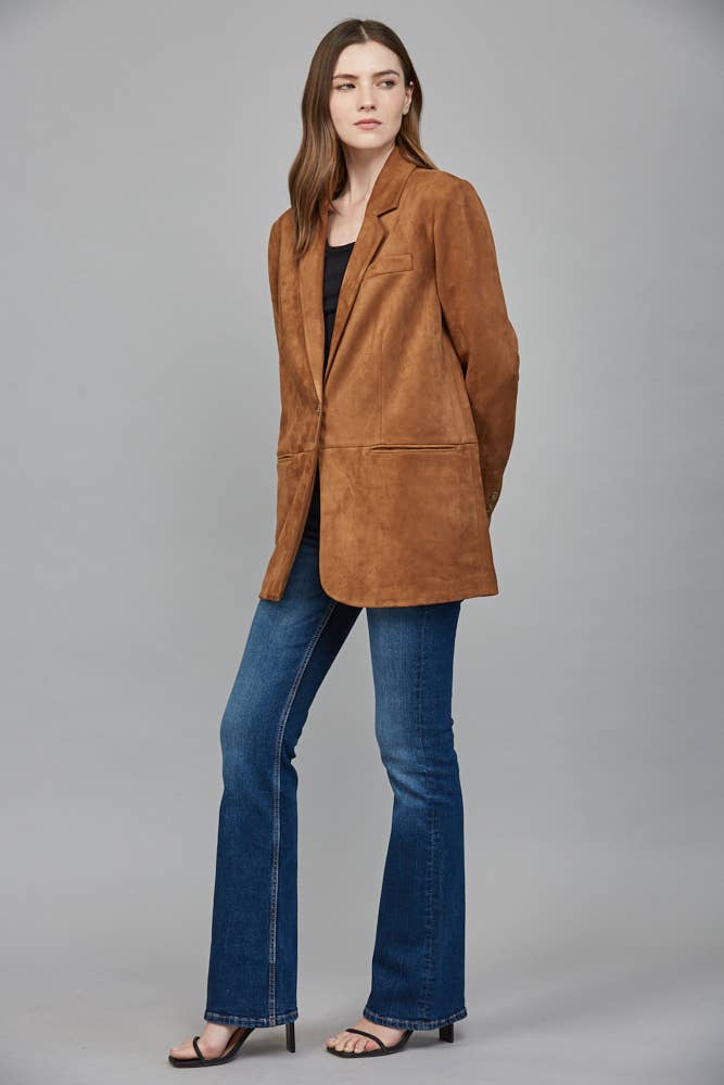 FAUX SUEDE RELAXED FIT BLAZER