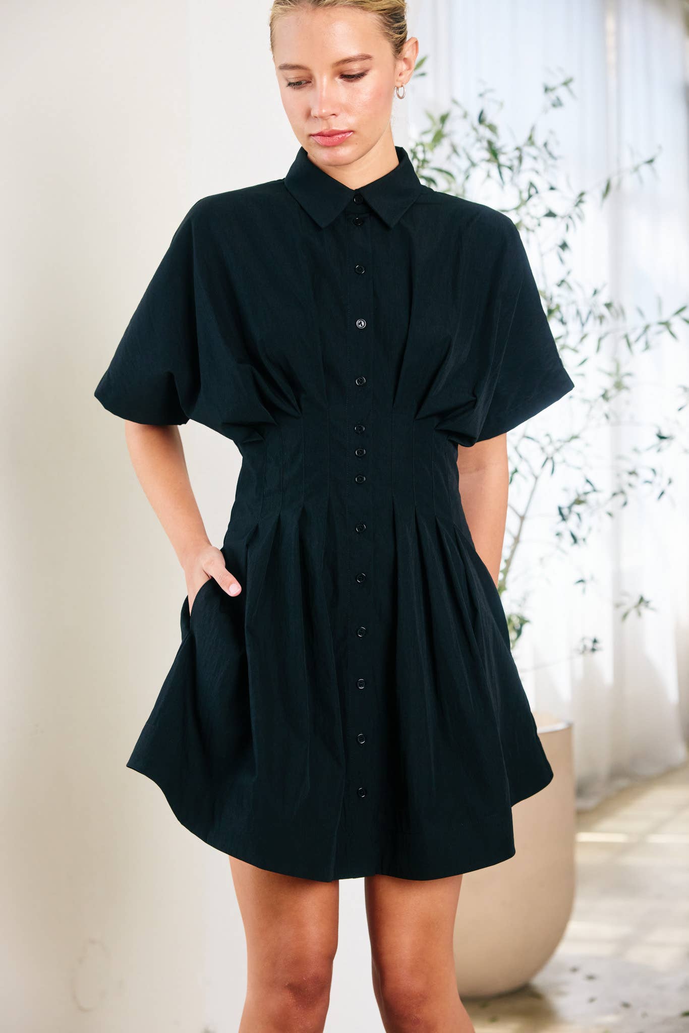 Pintuck Shirt Dress