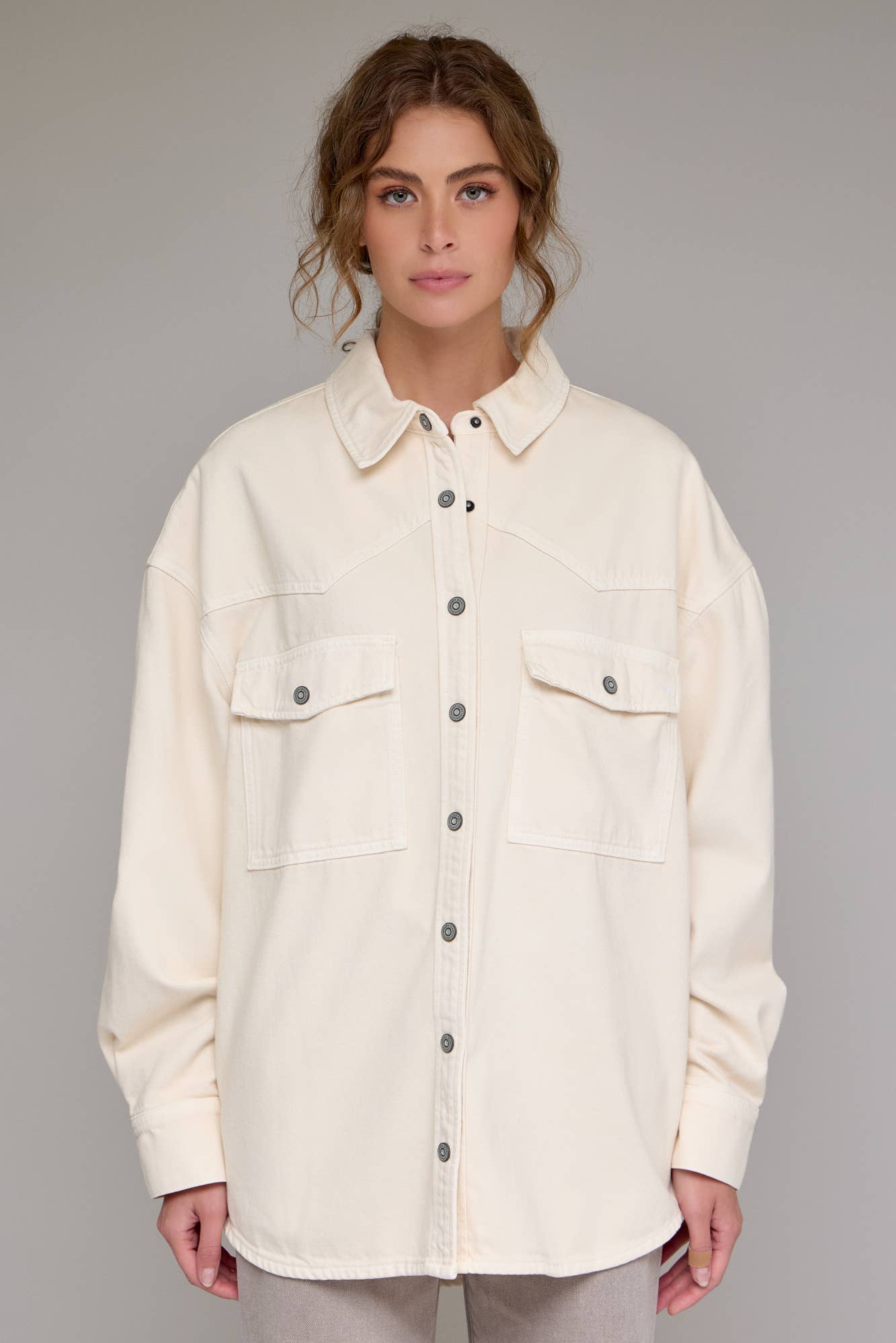 Ecru Wash Oversized Western Shirt