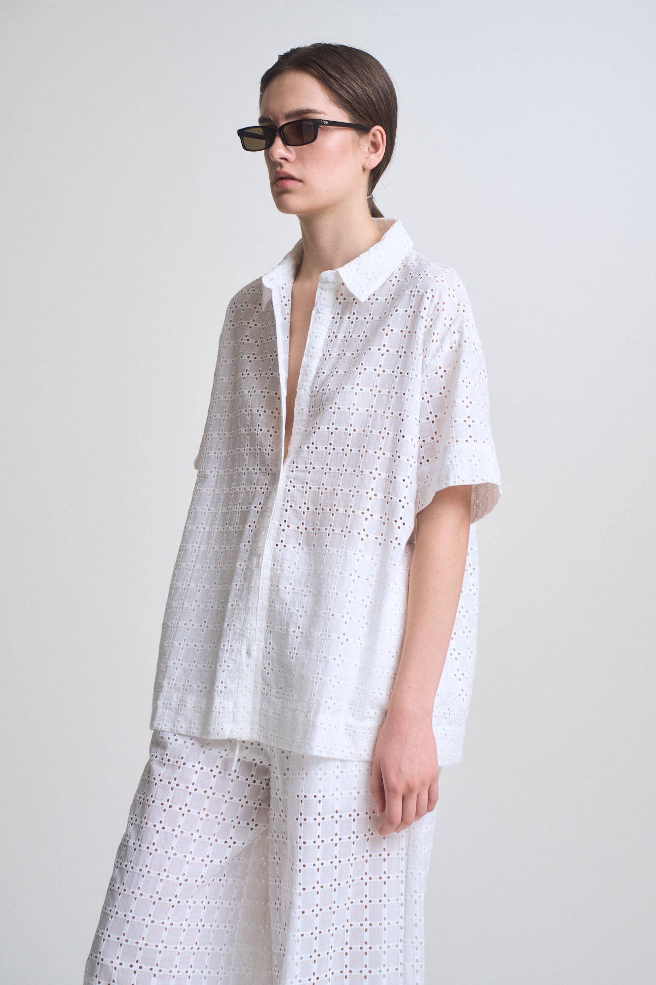 SQUARE EYELET SHIRT