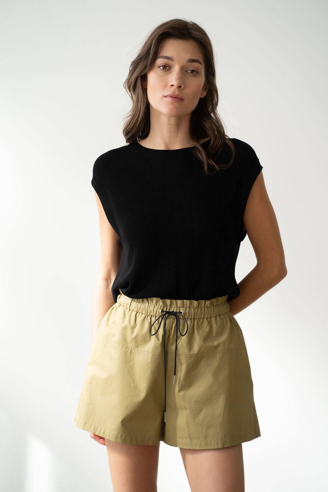 Poplin Elastic Waist Shorts