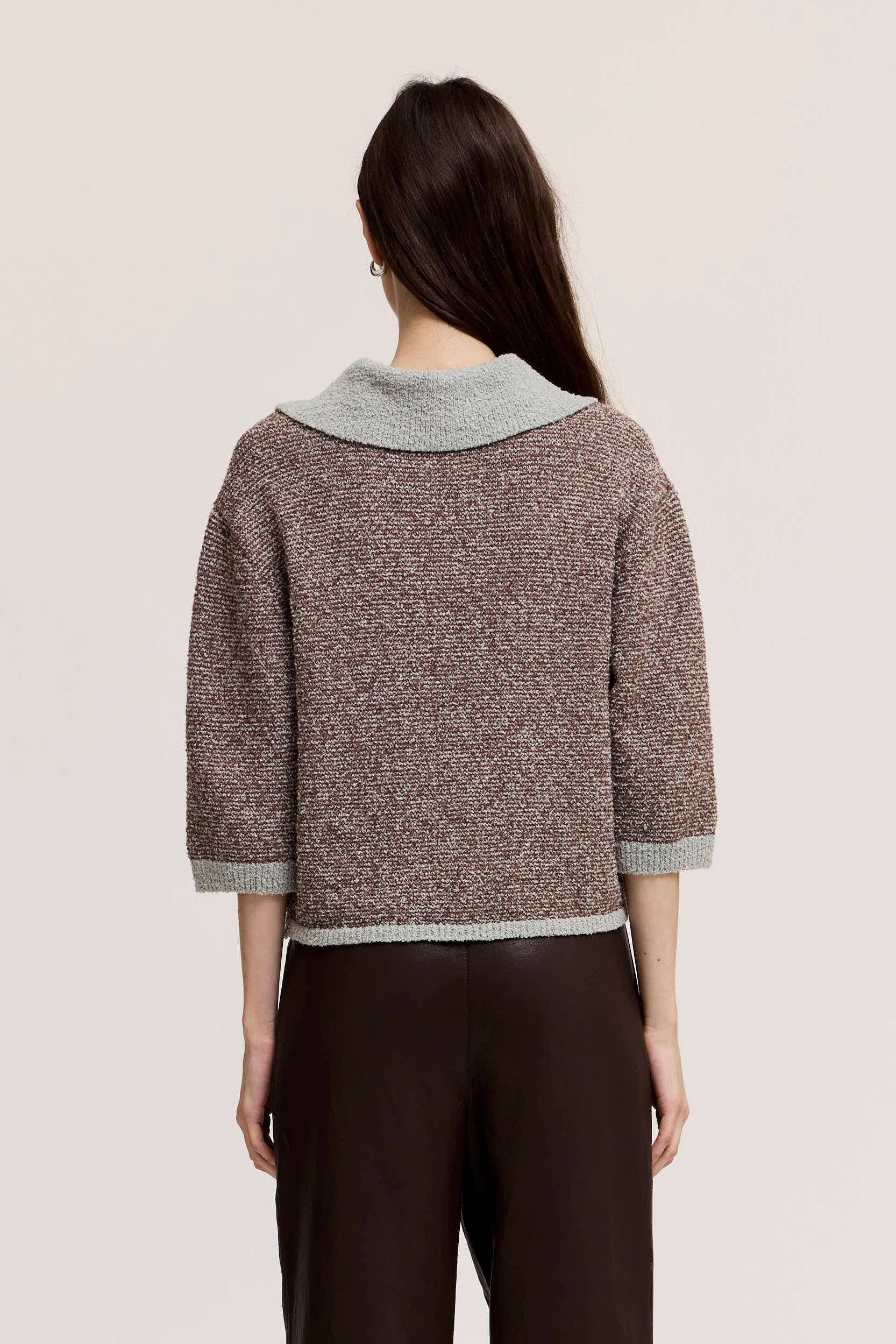 Two Tone Collared Knit Top
