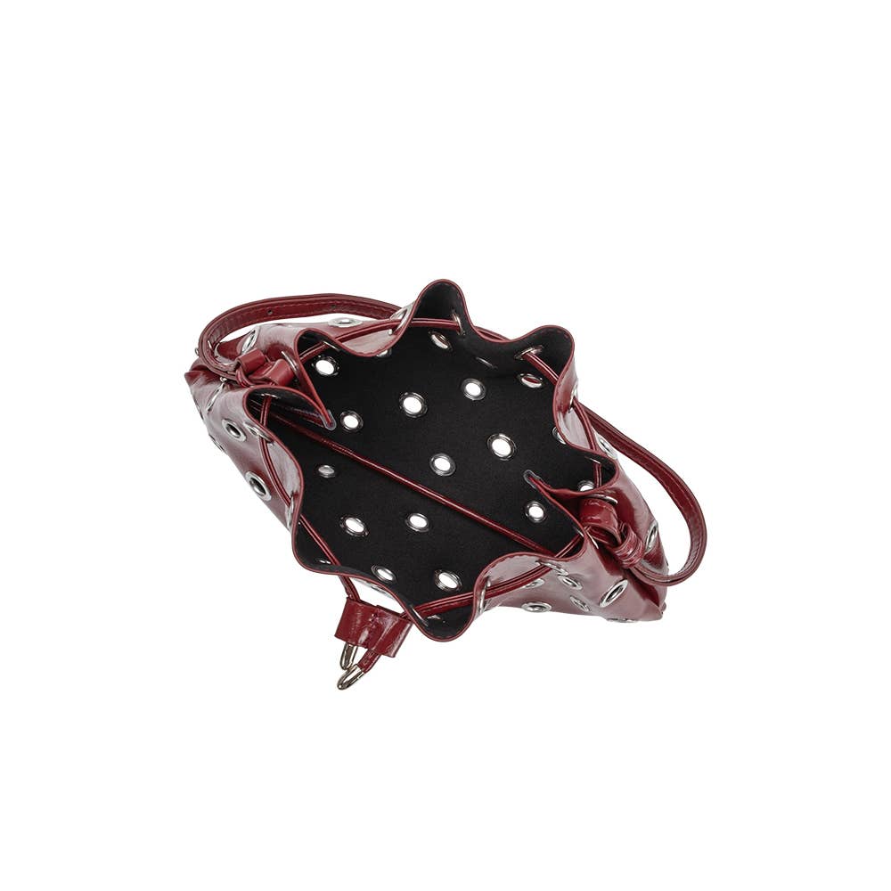 Paloma Burgundy Grommet Crossbody Bag