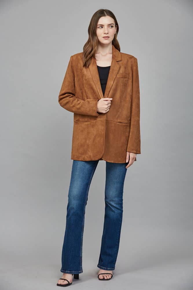 FAUX SUEDE RELAXED FIT BLAZER