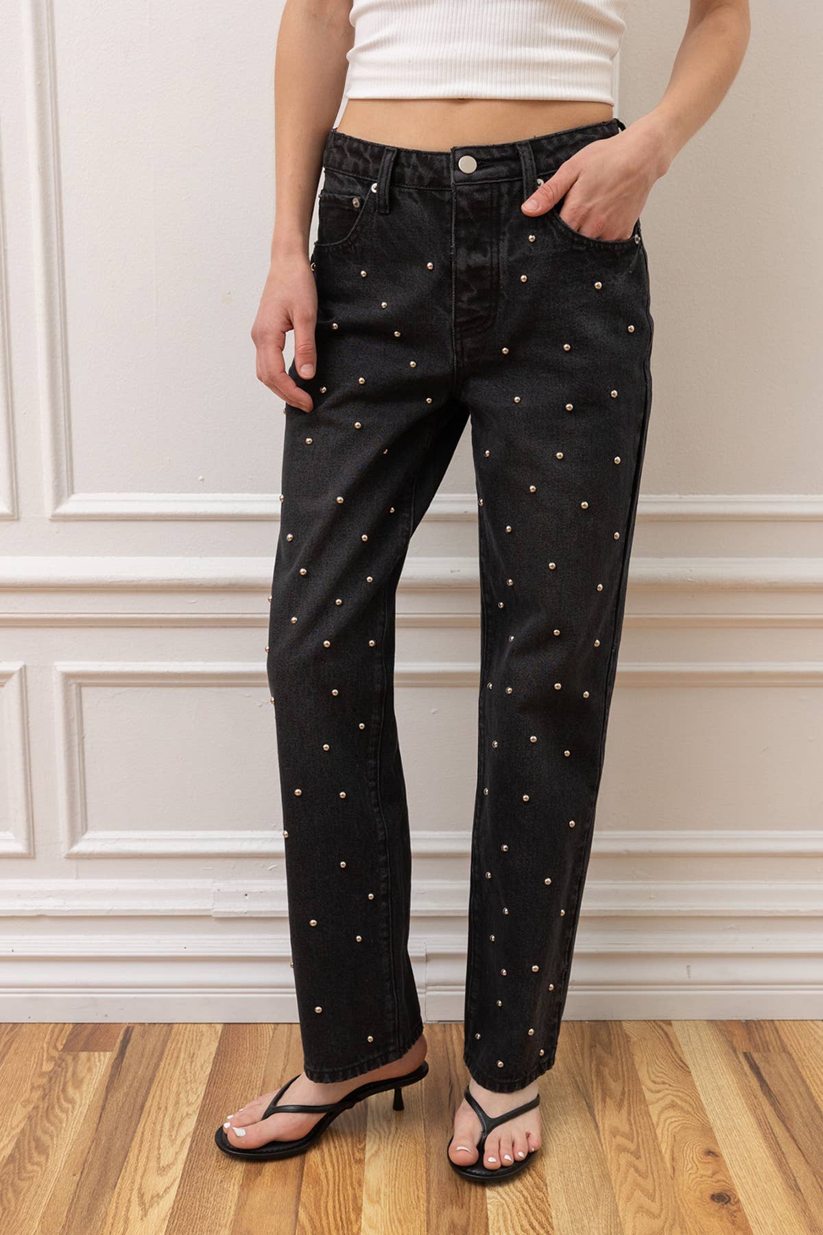 Studded Straight Leg Denim