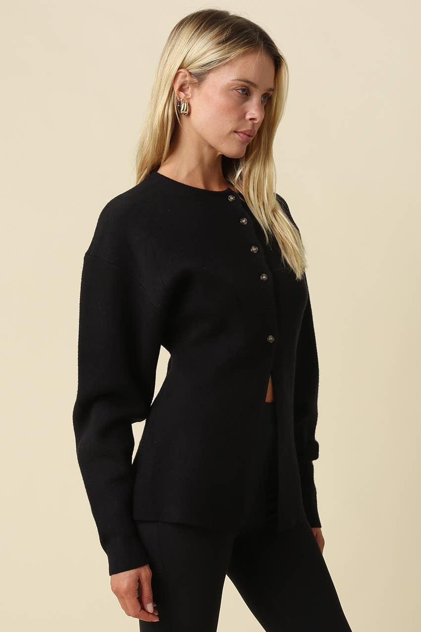 Goldie Button Front Peplum Sweater