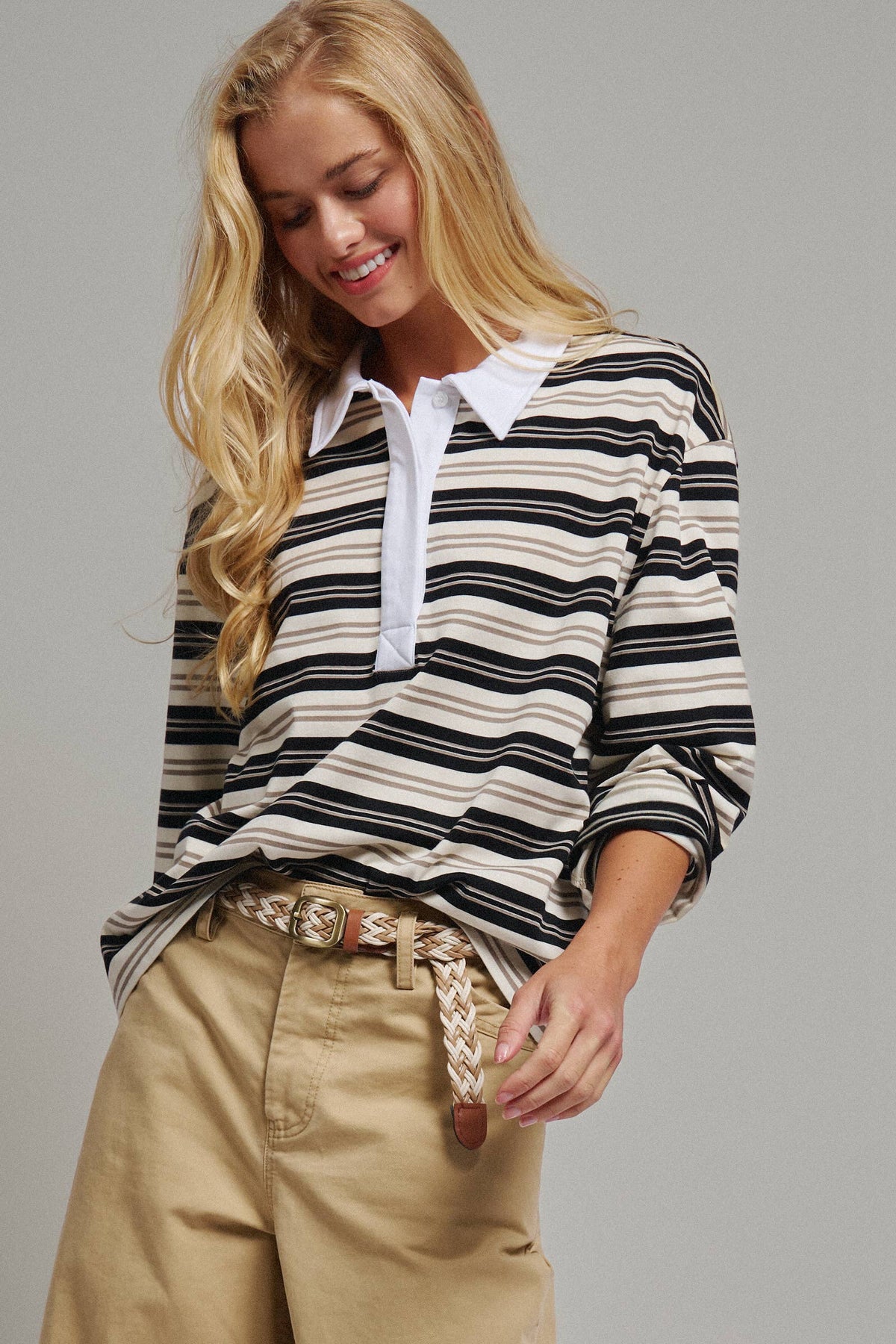 Rae Striped Rugby Polo
