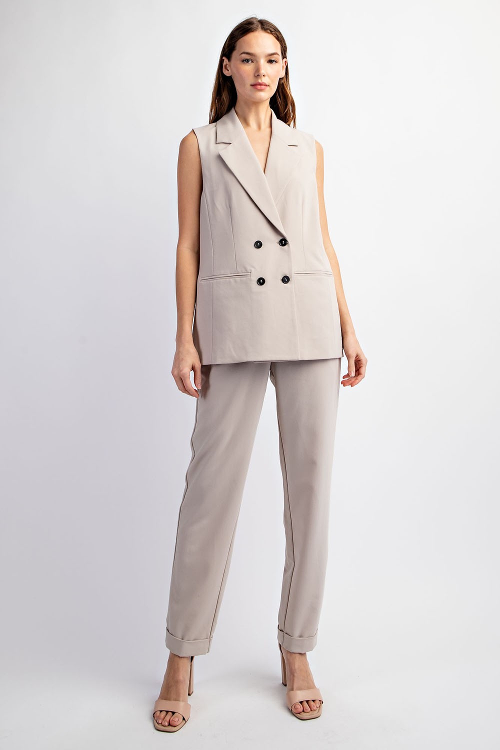 Benny Blazer Vest in Sand image 1