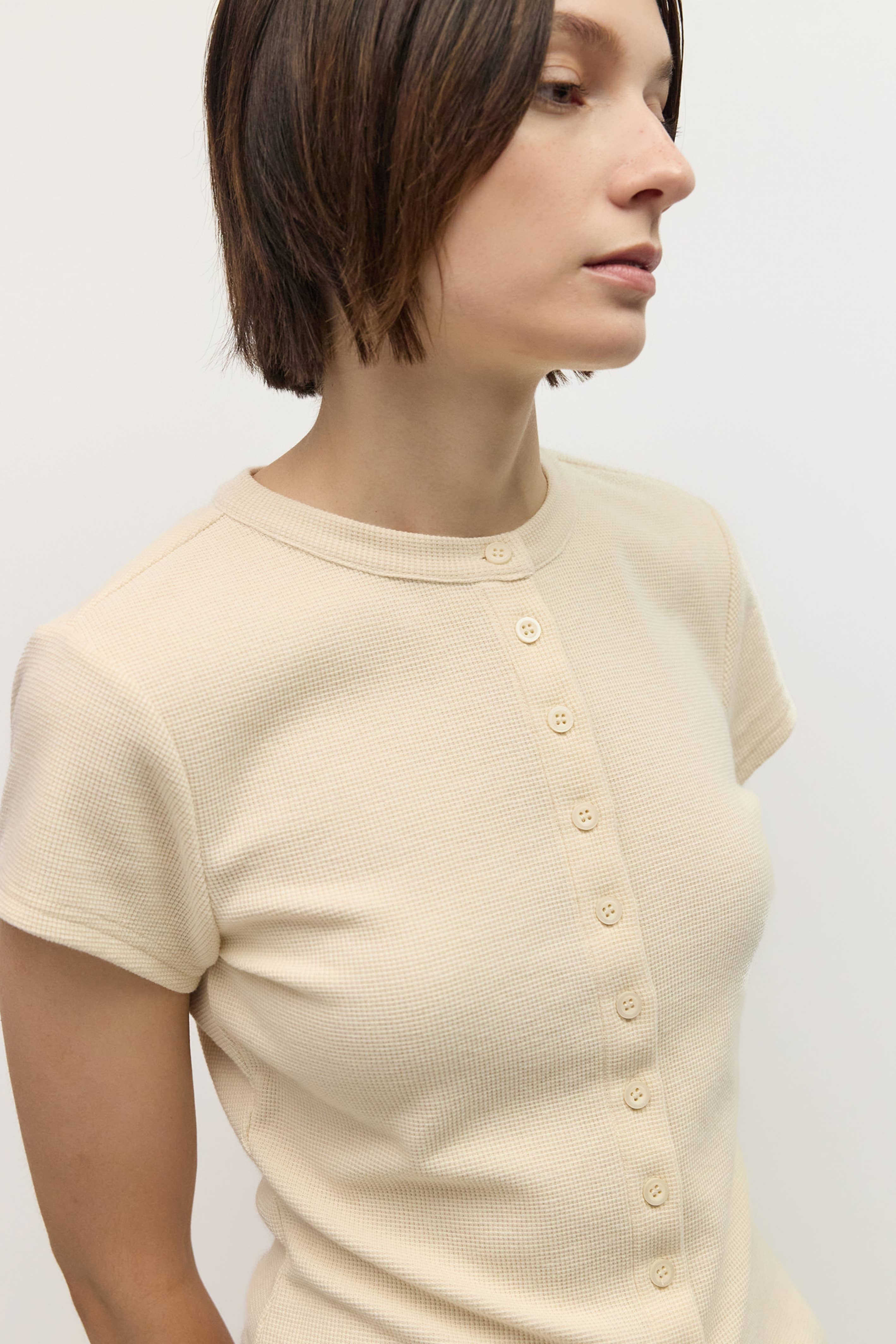 The Enzo Top | Waffle Button-Up Knit Top