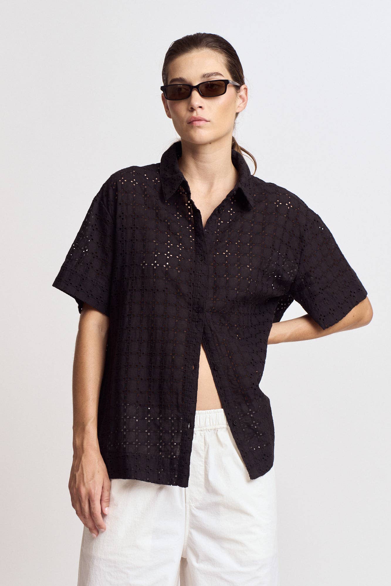 SQUARE EYELET SHIRT