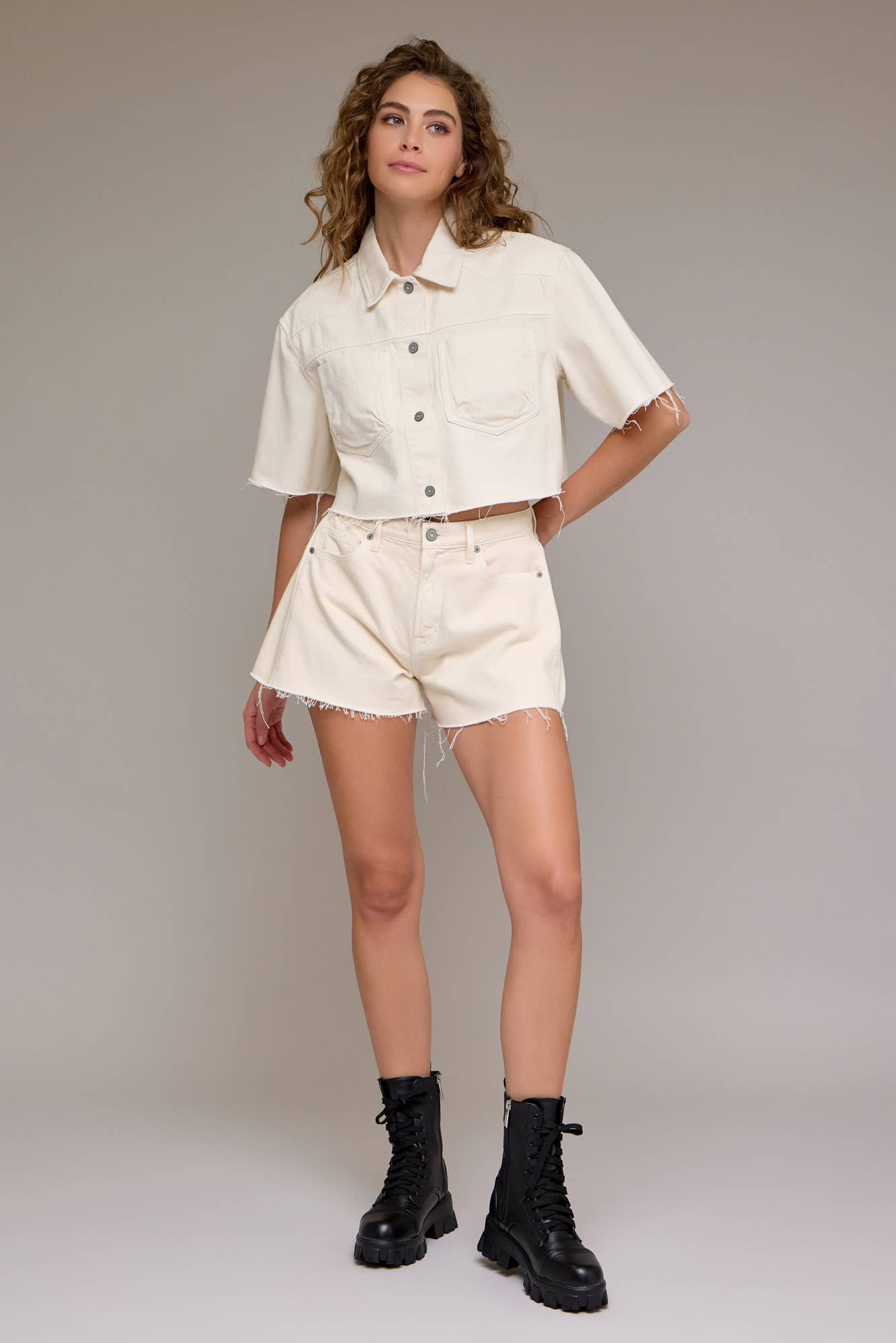 Ecru Wash 3" Inseam High Rise A-Line Short