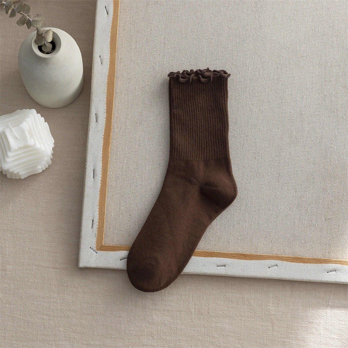 DG Flounce Socks in Dark Coffee image 0