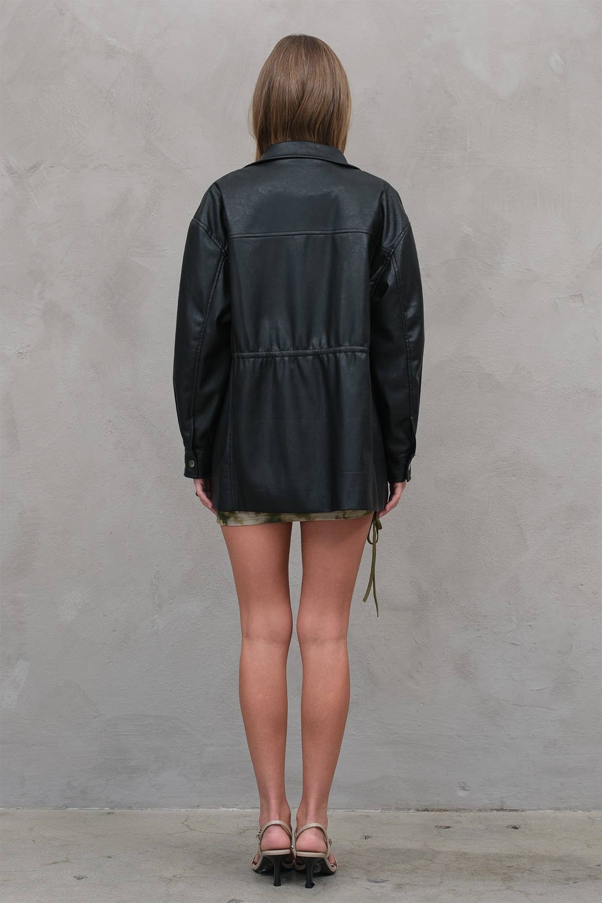 Shell Faux Leather Safari Jacket