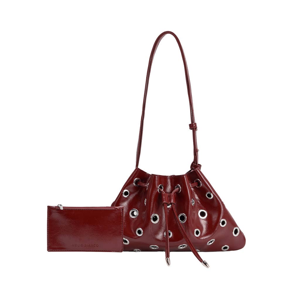 Paloma Burgundy Grommet Crossbody Bag