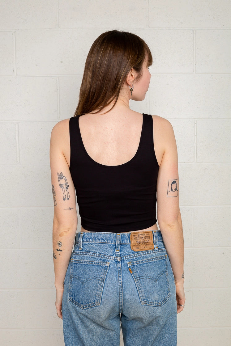 Chloe Scoop Neck Tank in Black image 1