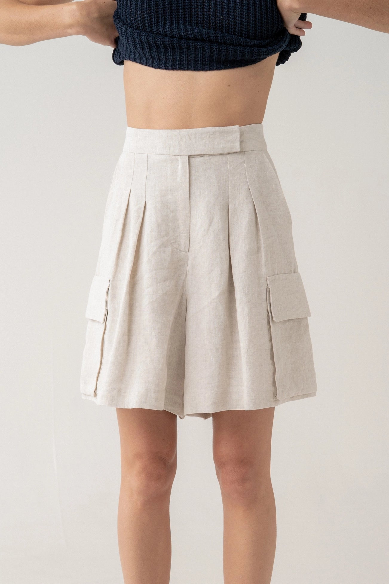 Pia Pleated Utility Shorts